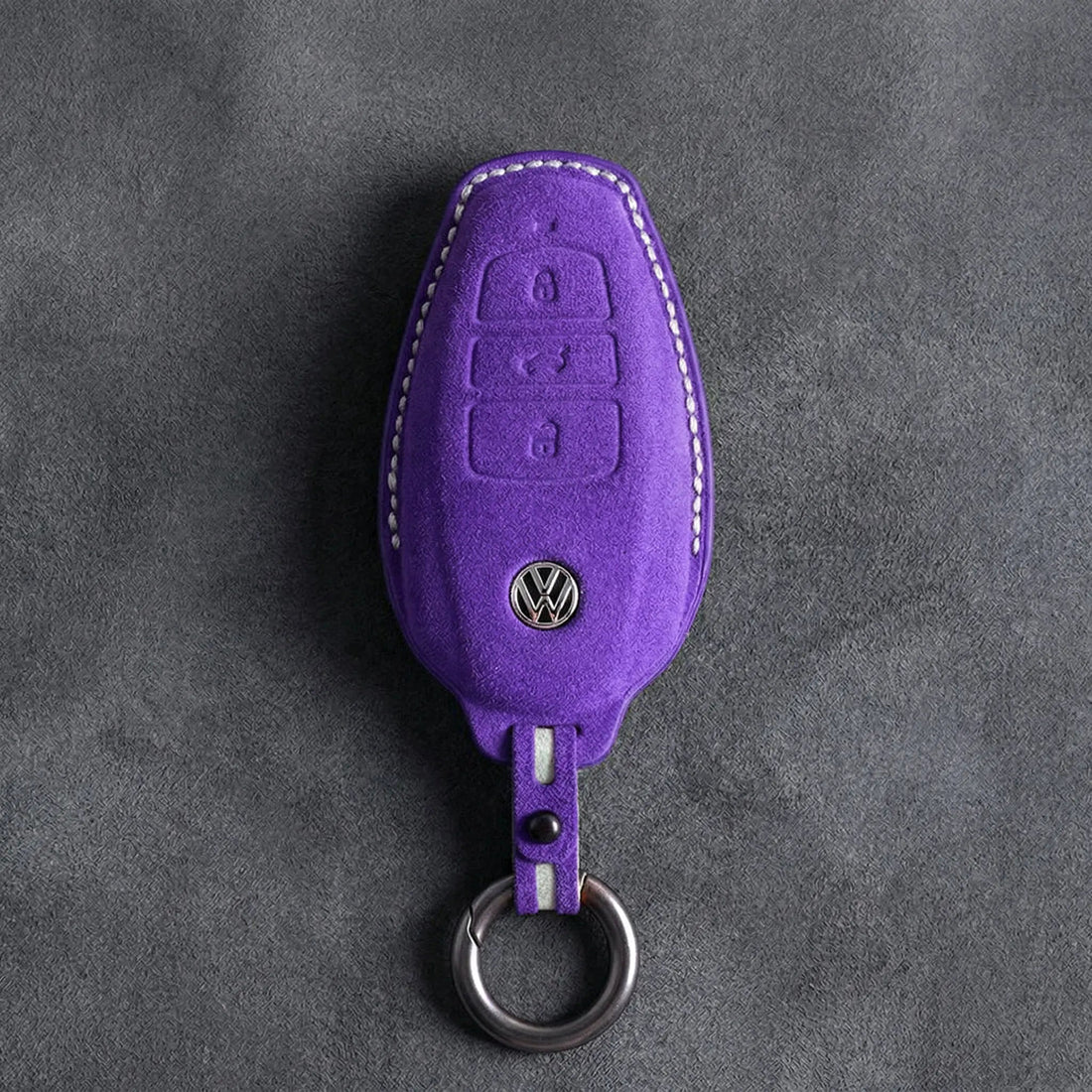 Volkswagen Hand - Stitched Alcantara Key Fob Cover – Tapered Smart Key - Dark purple