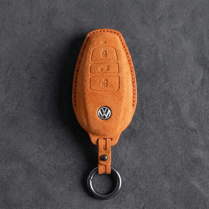 Volkswagen Hand - Stitched Alcantara Key Fob Cover – Tapered Smart Key - Orange