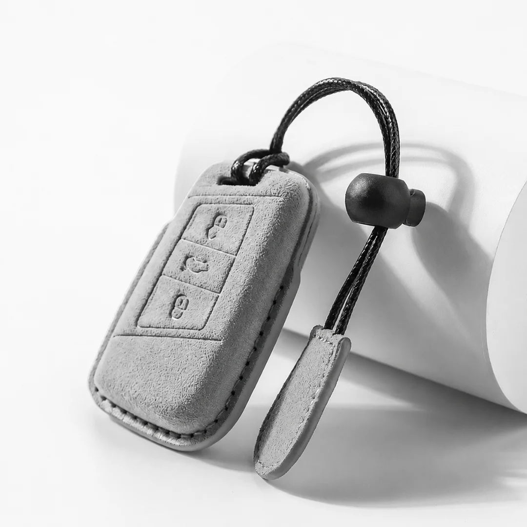 Volkswagen Suede Key Fob Case – Chrome Top 3-Button Dark Gray