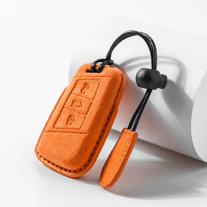 Volkswagen Suede Key Fob Case – Chrome Top 3-Button Orange