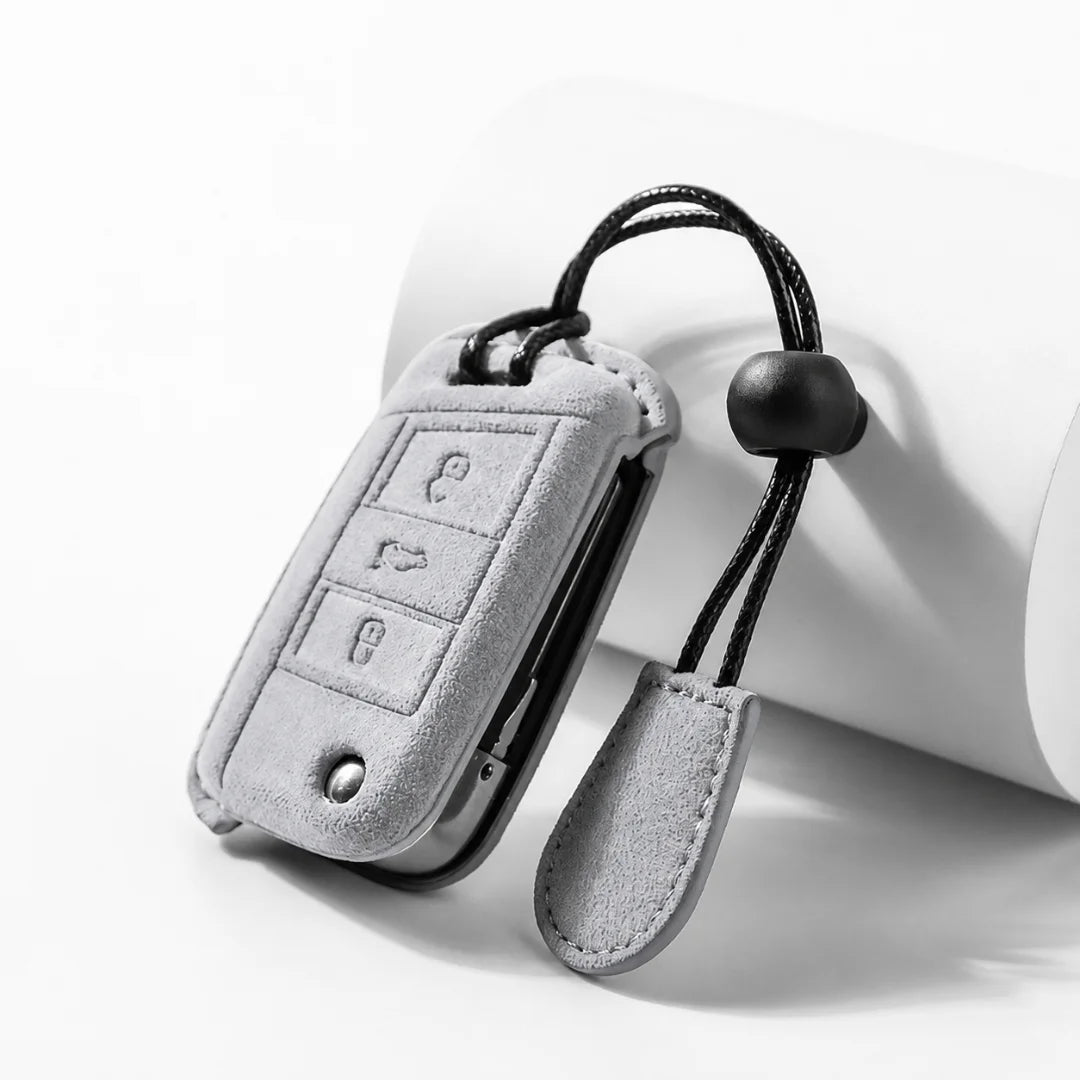 Volkswagen Suede Key Fob Case – Shield Flip Key 3-Button Dark Gray