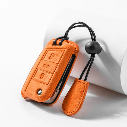 Volkswagen Suede Key Fob Case – Shield Flip Key 3-Button Orange