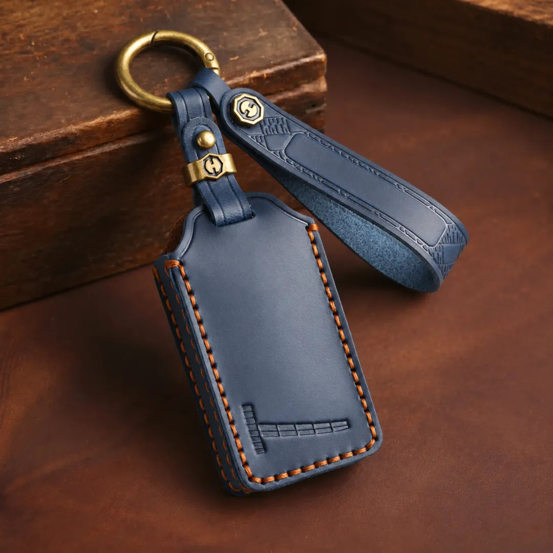 Volvo Hand-Crafted Leather Key Fob Cover – EX30 / EX90 Series - Navy