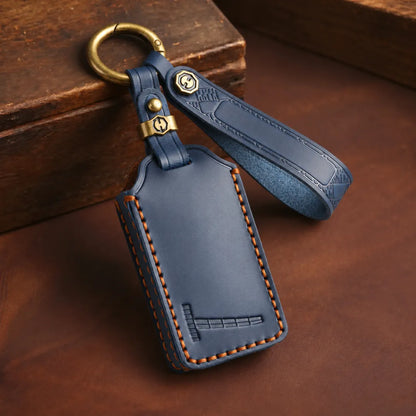 Volvo Hand-Crafted Leather Key Fob Cover – EX30 / EX90 Series - Navy