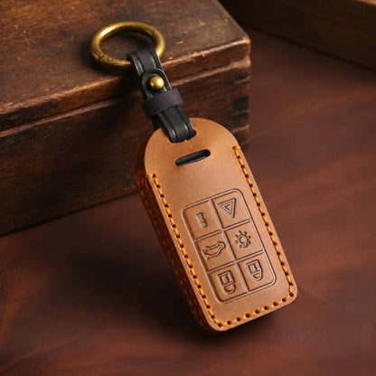 Volvo Hand-Crafted Leather Key Fob Cover – Rectangular 6-Button Block