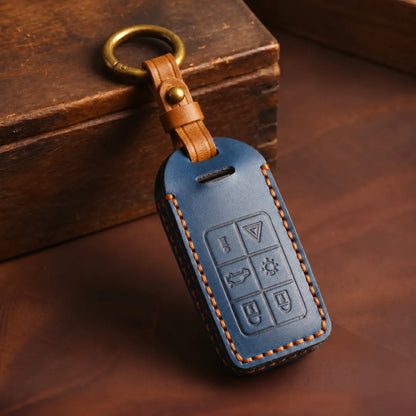 Volvo Hand-Crafted Leather Key Fob Cover – Rectangular 6-Button Block
