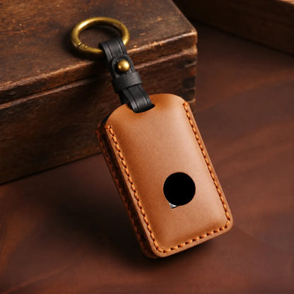 Volvo Hand-Crafted Leather Key Fob Cover – Side-Button Series - Brown