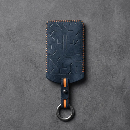 Zeekr Hand-Stitched Alcantara Key Fob Cover – Card Key - Cobalt Blue