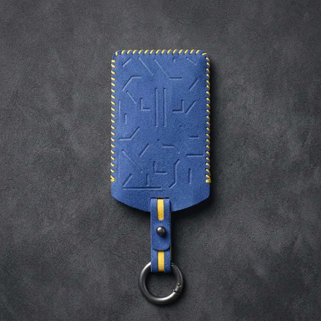 Zeekr Hand-Stitched Alcantara Key Fob Cover – Card Key - Cornflower Blue