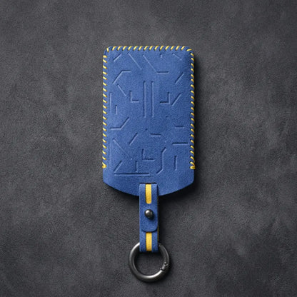 Zeekr Hand-Stitched Alcantara Key Fob Cover – Card Key - Cornflower Blue