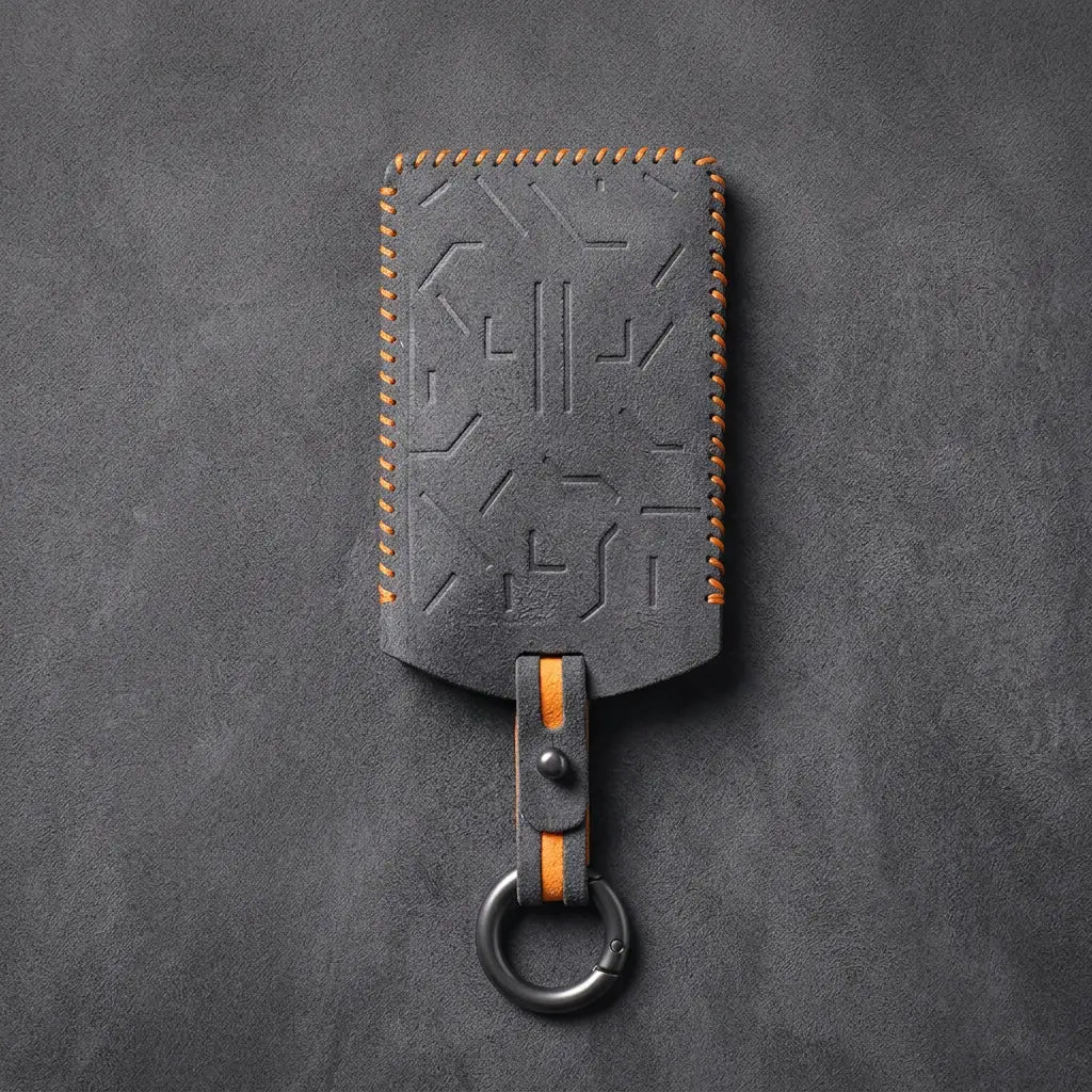 Zeekr Hand-Stitched Alcantara Key Fob Cover – Card Key - Dark Gray