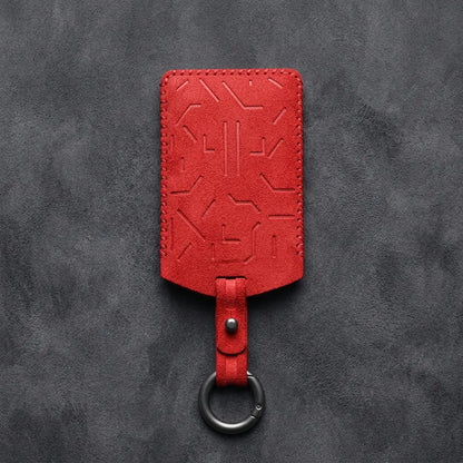 Zeekr Hand-Stitched Alcantara Key Fob Cover – Card Key - Red
