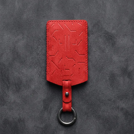 Zeekr Hand-Stitched Alcantara Key Fob Cover – Card Key - Red