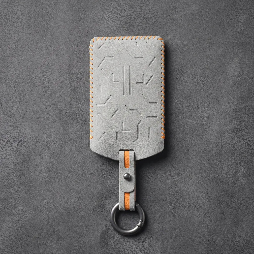 Zeekr Hand-Stitched Alcantara Key Fob Cover – Card Key - White