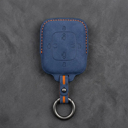 Zeekr Hand-Stitched Alcantara Key Fob Cover – Square Power Door Smart Key - Cobalt Blue