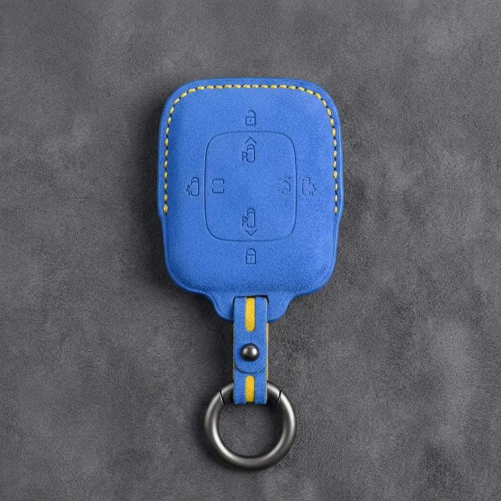 Zeekr Hand-Stitched Alcantara Key Fob Cover – Square Power Door Smart Key - Cornflower Blue