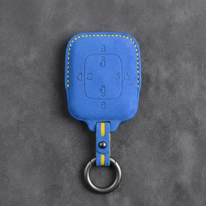 Zeekr Hand-Stitched Alcantara Key Fob Cover – Square Power Door Smart Key - Cornflower Blue