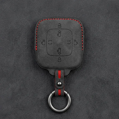 Zeekr Hand-Stitched Alcantara Key Fob Cover – Square Power Door Smart Key - Dark Charcoal