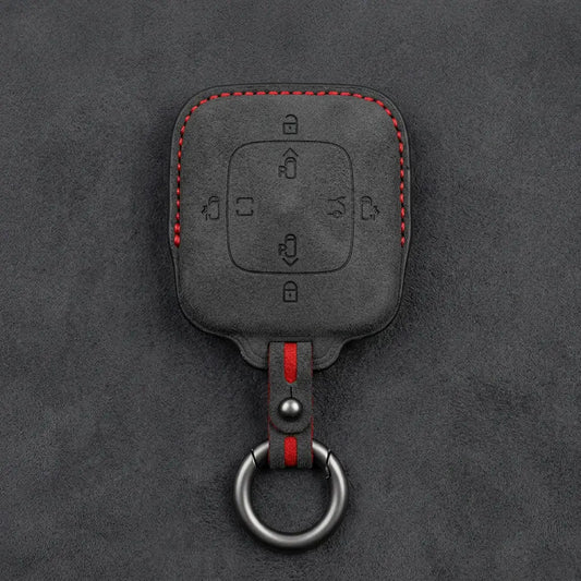 Zeekr Hand-Stitched Alcantara Key Fob Cover – Square Power Door Smart Key - Dark Charcoal