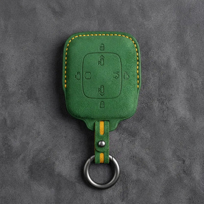 Zeekr Hand-Stitched Alcantara Key Fob Cover – Square Power Door Smart Key - Grass Green