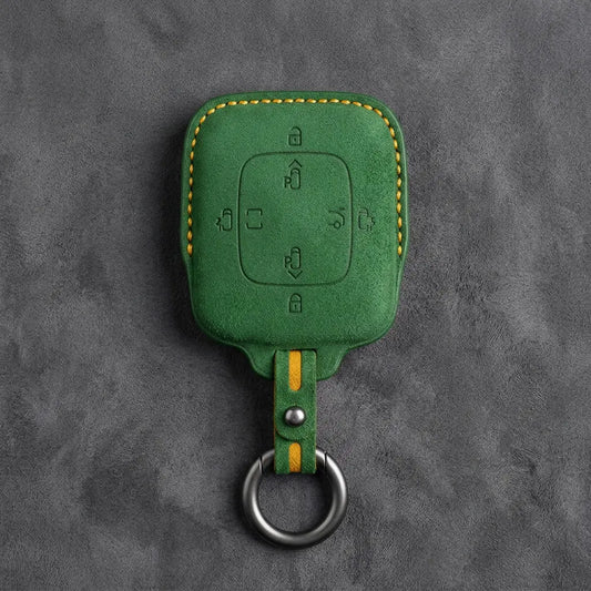 Zeekr Hand-Stitched Alcantara Key Fob Cover – Square Power Door Smart Key - Grass Green