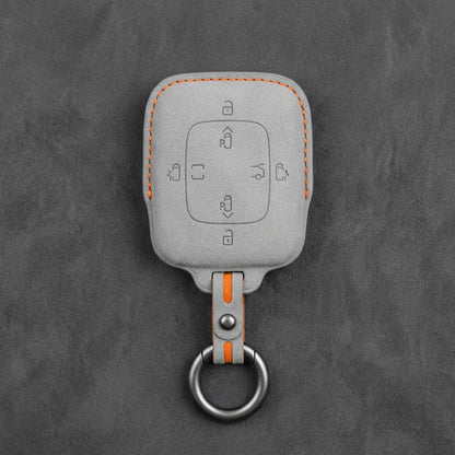 Zeekr Hand-Stitched Alcantara Key Fob Cover – Square Power Door Smart Key - White