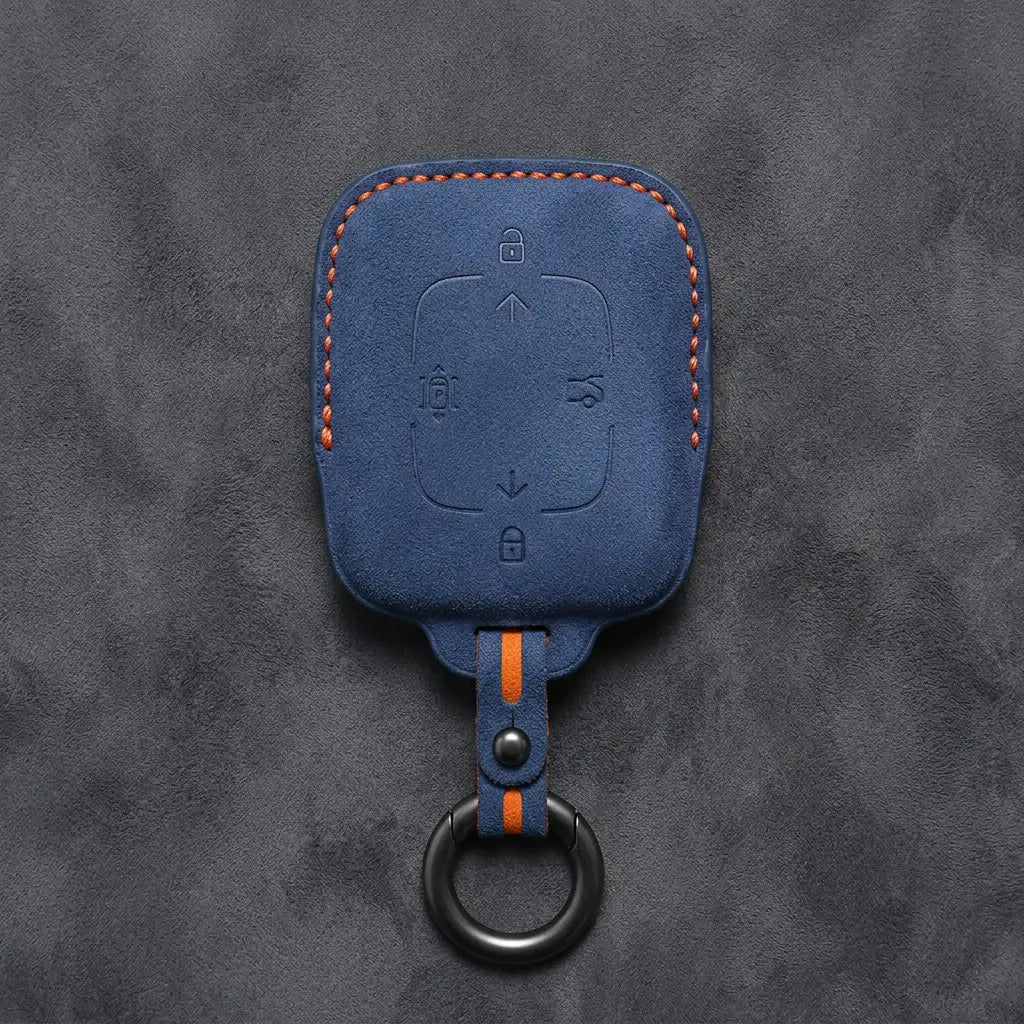 Zeekr Hand-Stitched Alcantara Key Fob Cover – Square Smart Key - Cobalt Blue