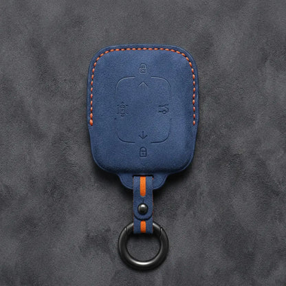 Zeekr Hand-Stitched Alcantara Key Fob Cover – Square Smart Key - Cobalt Blue