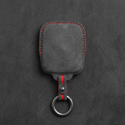 Zeekr Hand-Stitched Alcantara Key Fob Cover – Square Smart Key - Dark Charcoal