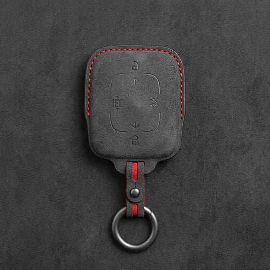 Zeekr Hand-Stitched Alcantara Key Fob Cover – Square Smart Key - Dark Charcoal