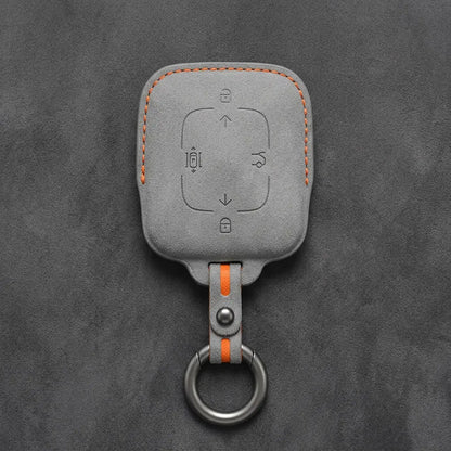 Zeekr Hand-Stitched Alcantara Key Fob Cover – Square Smart Key - Dark Gray