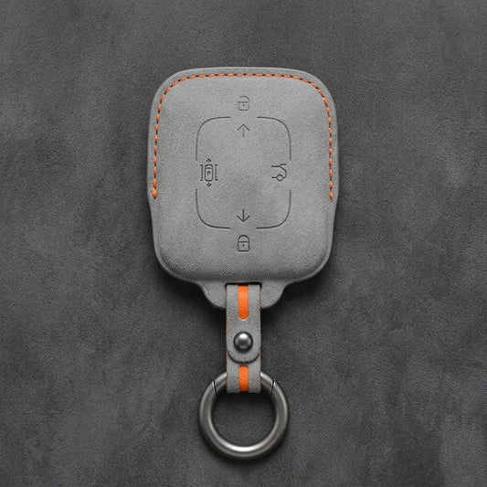 Zeekr Hand-Stitched Alcantara Key Fob Cover – Square Smart Key - Dark Gray