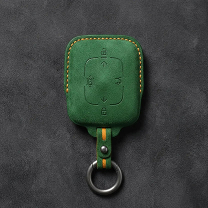 Zeekr Hand-Stitched Alcantara Key Fob Cover – Square Smart Key - Grass Green