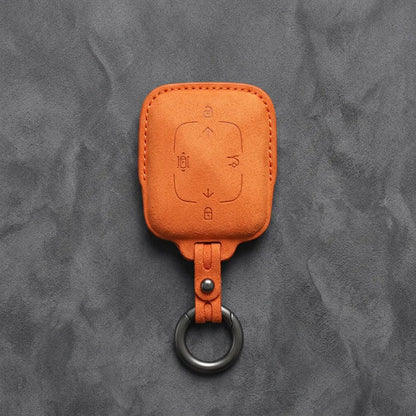 Zeekr Hand-Stitched Alcantara Key Fob Cover – Square Smart Key - Orange