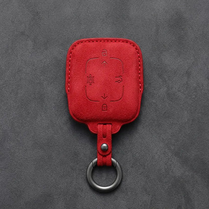 Zeekr Hand-Stitched Alcantara Key Fob Cover – Square Smart Key - Red